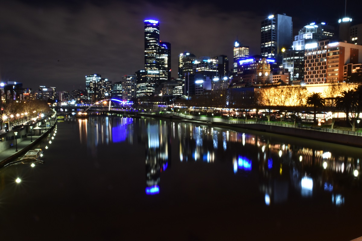 Melbourne, Yarra River, night, Australia