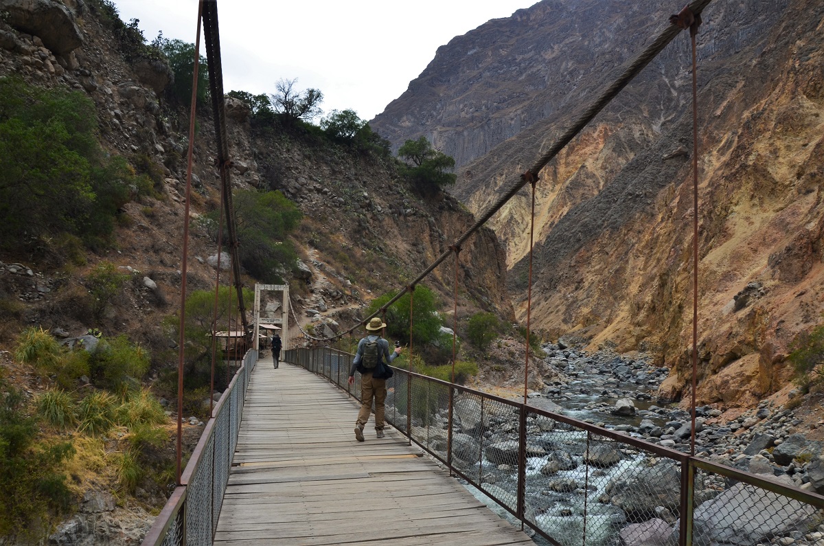 Colca Canyon, Peru, hike, bridge